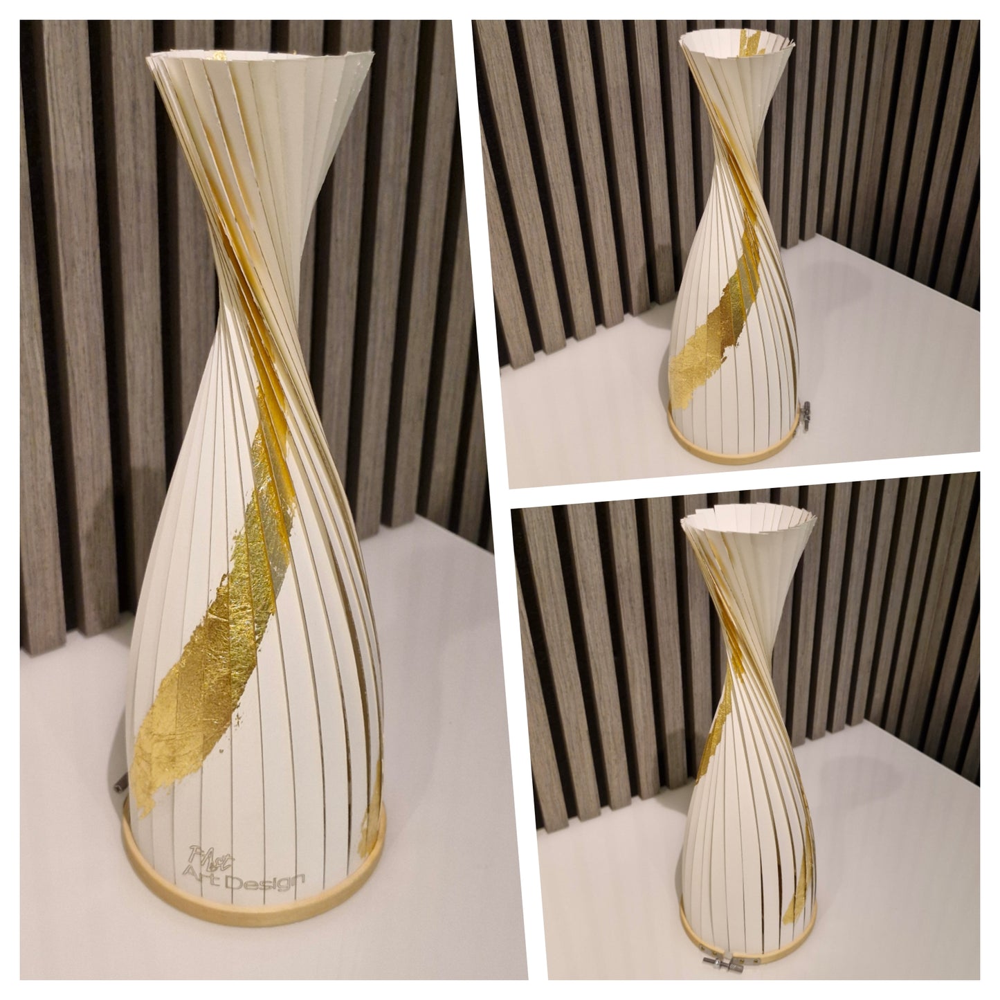 Design Lampe L mit Blattgold Streifen, Design-Struktur-Papier "weiß"