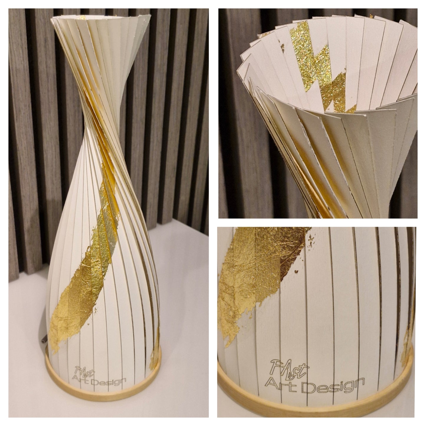 Design Lampe L mit Blattgold Streifen, Design-Struktur-Papier "weiß"