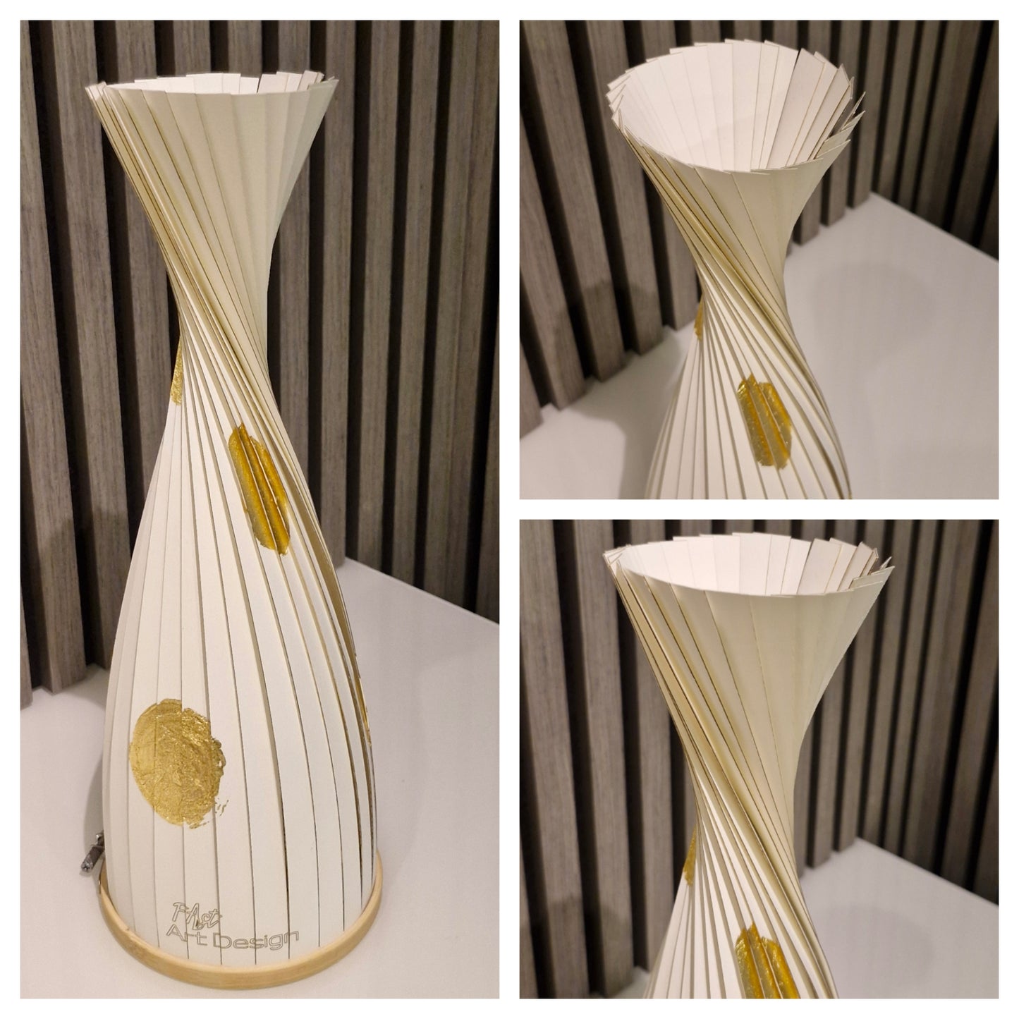 Design Lampe L mit Blattgold Punkte, Design-Struktur-Papier "weiß"