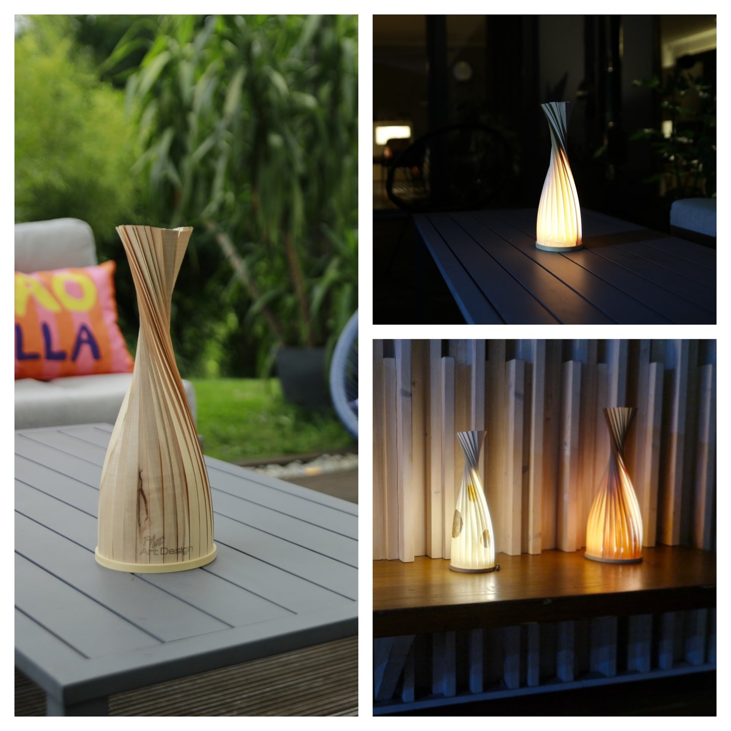 Design Lampe L, Echt - Holz - Furnier, Ahorn schlicht