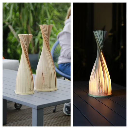 Design Lampe L, Echt - Holz - Furnier, Ahorn schlicht