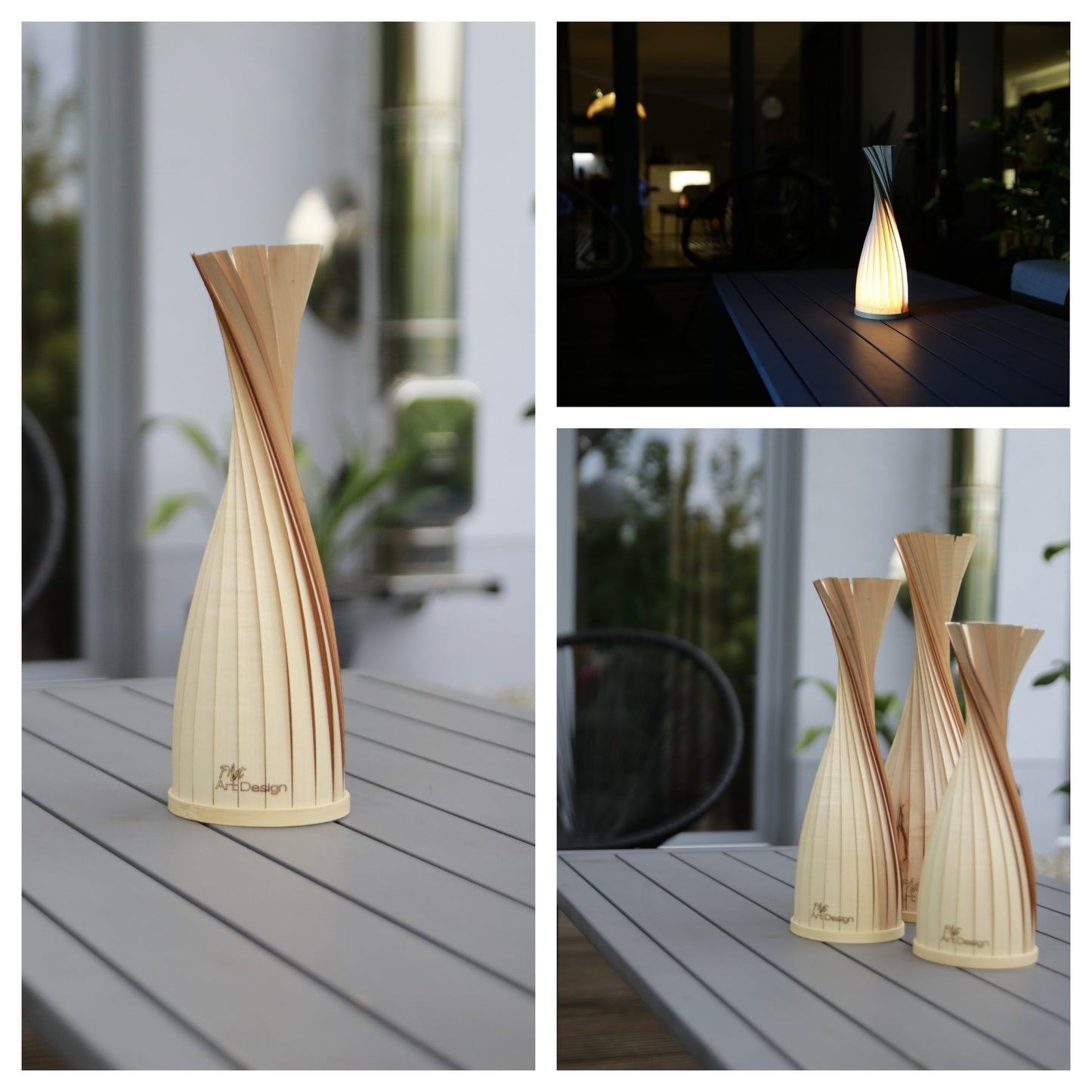 Design Lampe S, Echt - Holz - Furnier, Ahorn schlicht
