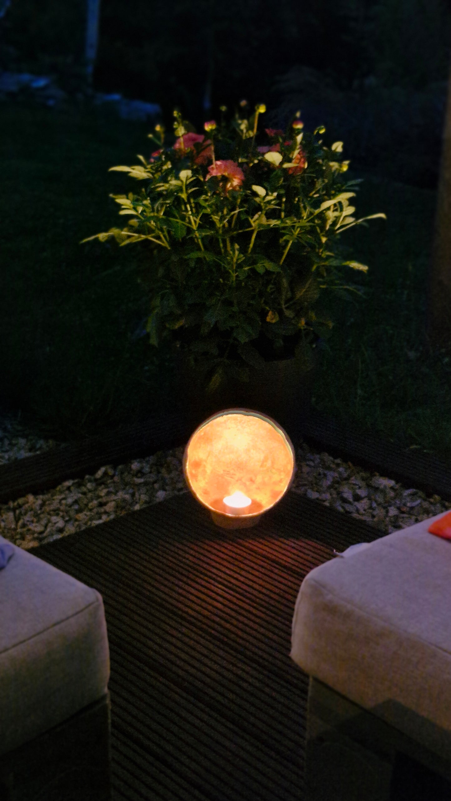 Design Beton Schale mit Blattgold / Lichtschale / Feuerschale / Lichtkugel / Tischdecke/ Dekoschale